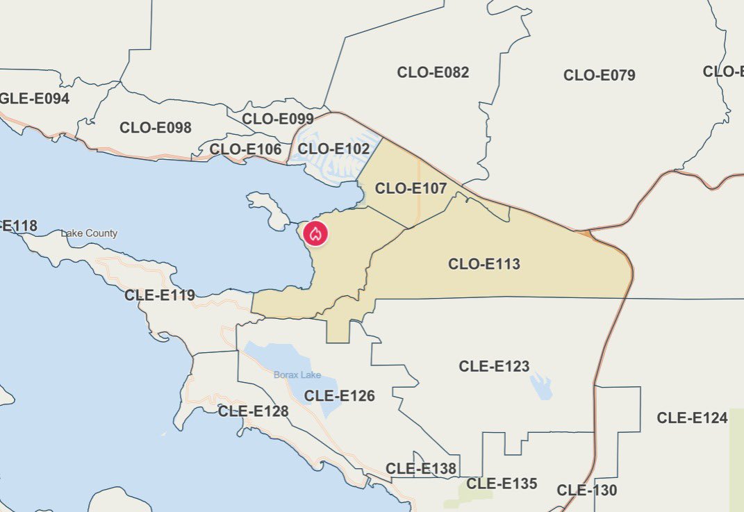 CALFIRELNU's tweet photo. #TrailFire UPDATE: The @lake_sheriff has issued evacuation warnings for the following zones:
CLO-E116
CLO-E113
CLO-E107
Evacuation map: https://t.co/hoDTrI9wPX https://t.co/mBU11tblfr