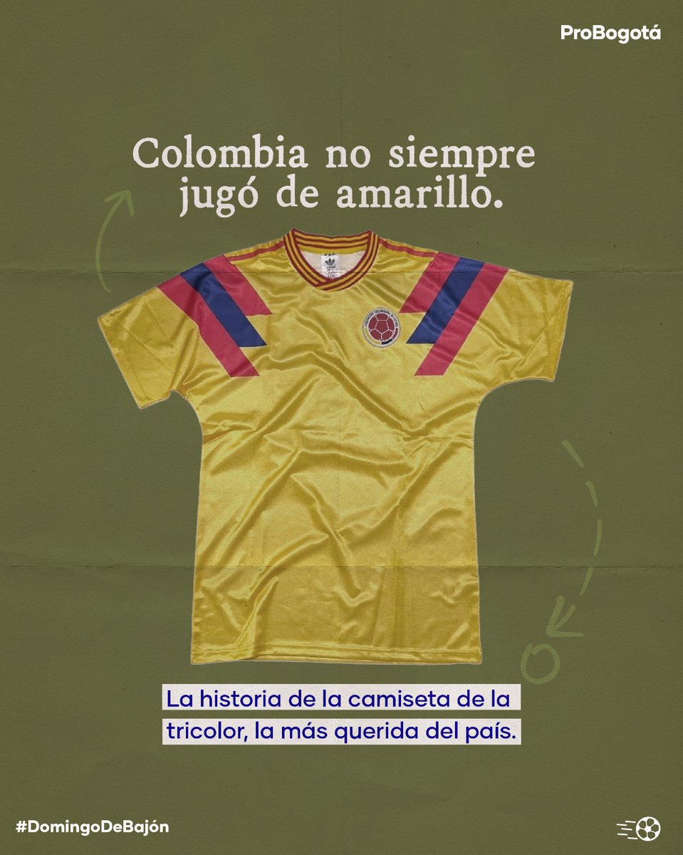 ProbogotaRegion's tweet photo. Domingo de Bajón | Pocas prendas dicen tanto sobre un país como su camiseta de fútbol.

Durante décadas, la selección no tuvo una identidad clara: jugó de azul, de blanco, de naranja, con bastones, con franjas, sin ningún patrón fijo. En 1962, para su primer Mundial, salió a la cancha vestida de azul oscuro.

Esta es la historia de la camiseta de la Selección.

Abrimos 🧵