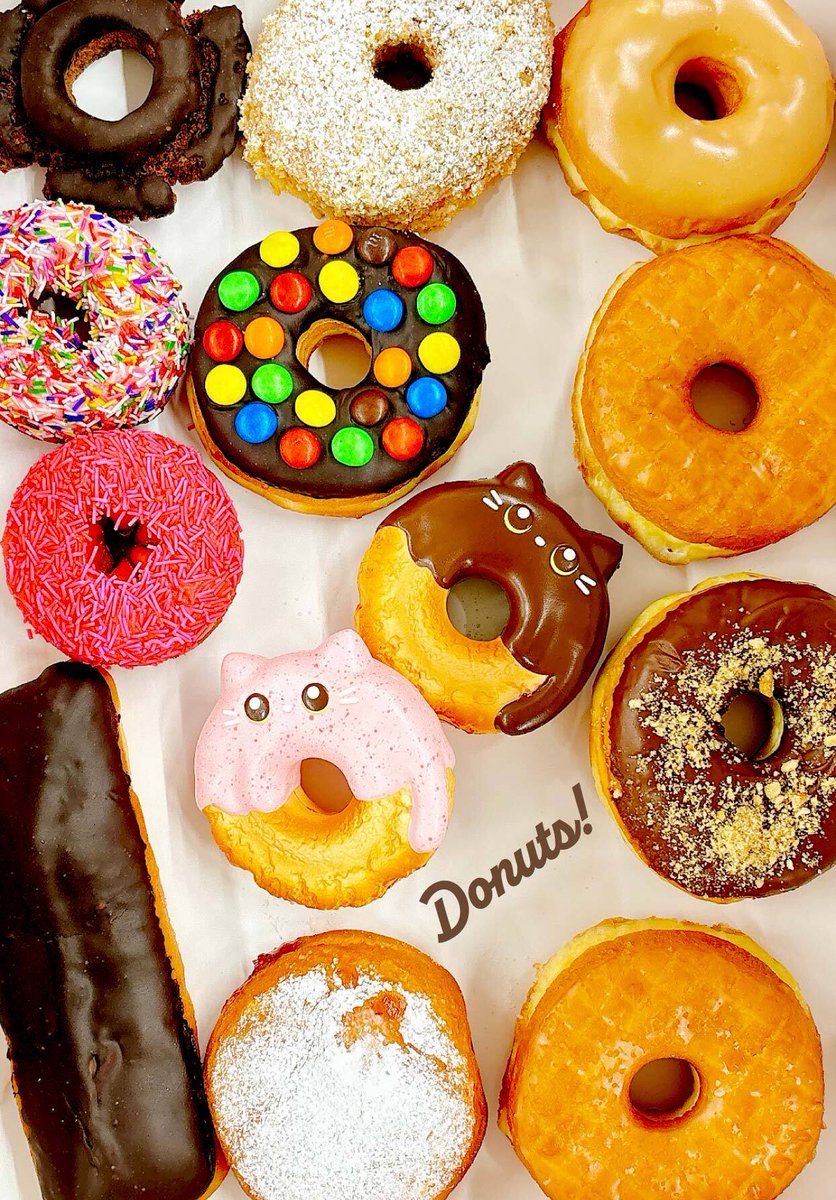 bloom_designer's tweet photo. オールドファッションねこと
カラフルで美味しそうな
ドーナツたち🍩✨ https://t.co/i8VsKkpByu