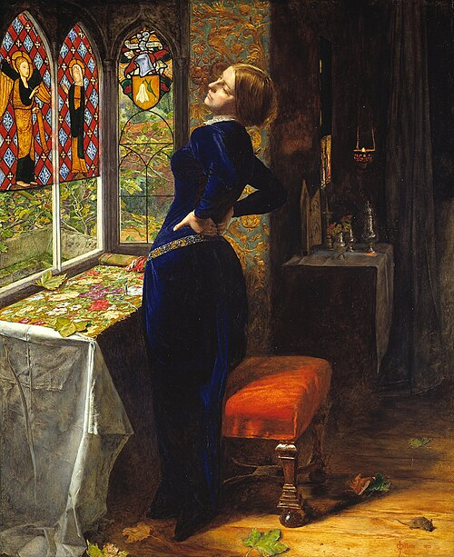 raiowl's tweet photo. 'Mariana'  -  1851
             🎨John Everett Millais https://t.co/HMvhMoP6dn