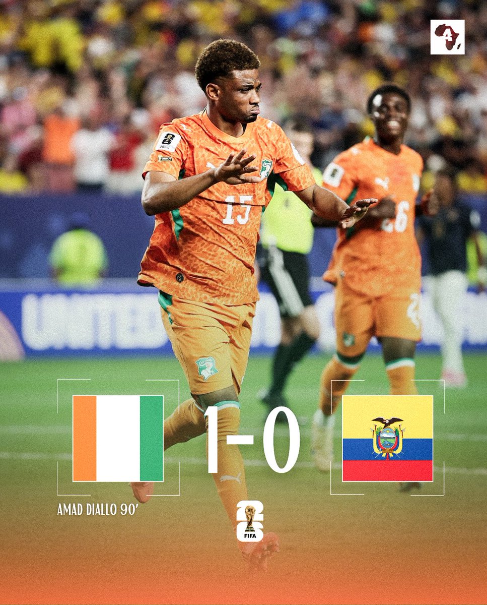 ActuFootAfrique's tweet photo. 🚨 LA PREMIÈRE VICTOIRE AFRICAINE EST LÀ !! 🇨🇮🌍🧡 https://t.co/lxUAvU45Bj