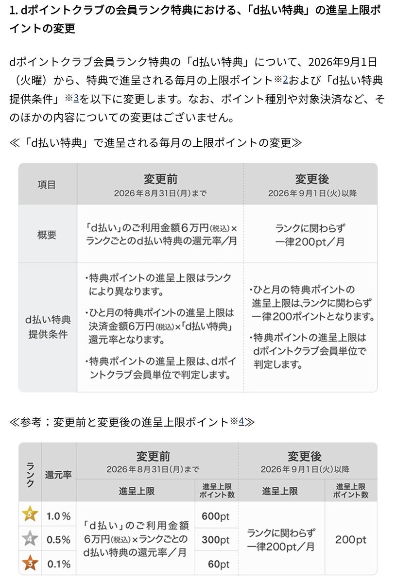 ドコモからのお知らせ : 「d払い特典」の進呈上限ポイントおよび「d払い」の「dカード支払い特典」の進呈ポイント種別の変更について | NTT ...