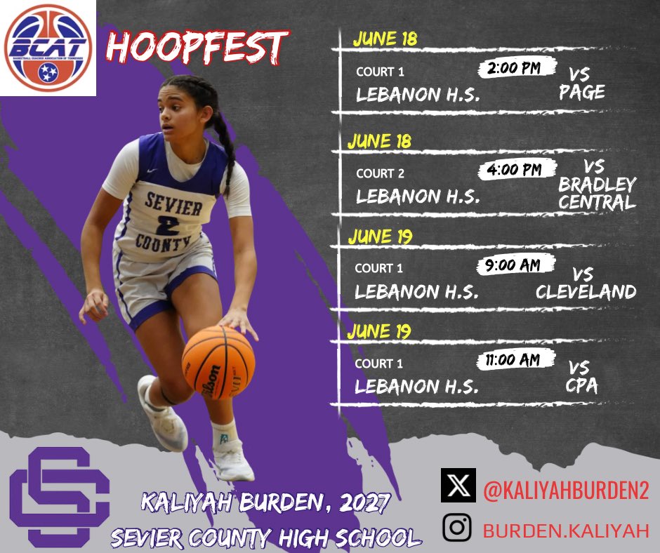 kaliyahburden2's tweet photo. Here’s our BCAT schedule. Come checkout me and my teammates!!💜💜 @BearettesSchs @BCATHOOPS @5StarPreps @PGHTennessee https://t.co/K0d28LGw7m