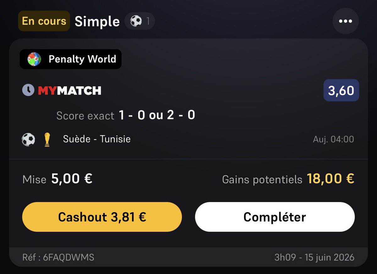 InconitoBet_'s tweet photo. 🔥 PENALTY WORLD - DÉFI 12/104 🌍 

🇸🇪 Suède - Tunisie 🇹🇳 

➡️ Score exact : (1-0/2-0) ou (2-1/3-0/3-1/4-0/4-1) ou nul @ 3.60/3.60/3.50

Je ne vois absolument pas la Tunisie en mettre 2 à la Suède, et si je me trompe je ne pense pas que la Tunisie s’imposera ce soir, je m’attends à un match fermé. 

❤️ et 🔄 pour le soutien #TeamParieur 

#WorldCup