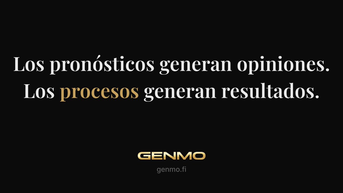 genmofi's tweet photo. Reflexión.

Los pronósticos compiten en certeza aparente. Cada tesis suena defendible, cada voz encuentra audiencia, cada lectura tiene su público.

Los procesos compiten en otra dimensión. No prometen certezas — generan registro. Lo que cambió, cuándo cambió, qué hizo el sistema.

Por eso la diferencia no se mide en el discurso. 
Se acumula en el resultado.

—

Disciplina > emoción.

Riqueza, diseñada.
https://t.co/XWhksUsArN

#GENMO #RiquezaDiseñada #RiskFramework #MarketIntelligence #GENMOMindset