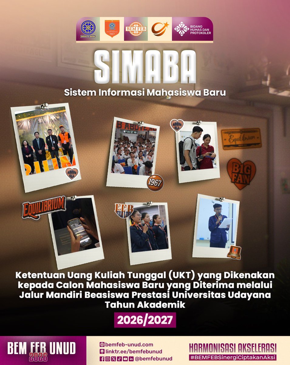 bemfebunud's tweet photo. SIMABA: Ketentuan Uang Kuliah Tunggal (UKT) yang Dikenakan kepada Calon Mahasiswa Baru yang Diterima melalui Jalur Mandiri Beasiswa Prestasi Universitas Udayana Tahun Akademik 2026/2027

Halo Civitas Ekonomi! 🙌🏻 https://t.co/AEcFXhKO7x