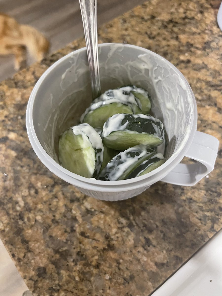 luvlywl's tweet photo. dinner is cucumber and light ranch in a cup🧍‍♀️ https://t.co/wvoVLM0YC2