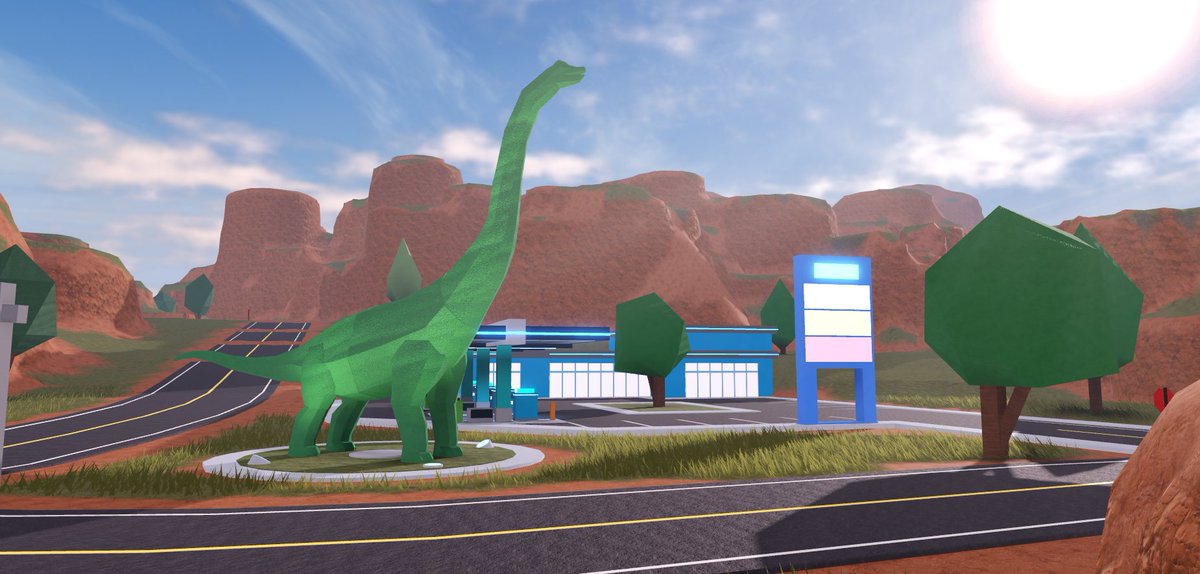 InfoForJB's tweet photo. Smaller Locations! 📌

- Jetpack has a new home, more secluded! 🔥
- A small cave that can be found in the canyons! 👀
- New Gas Station in the canyons, with a dinosaur mascot! 🦕
- New #JailbreakLookout Location! 📸