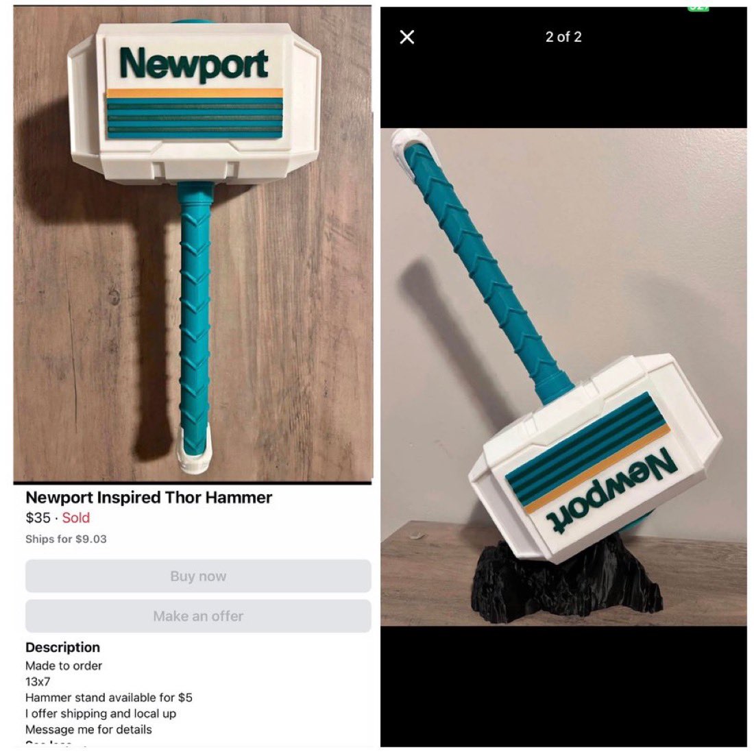 insanemrktplace's tweet photo. Newport Inspired Thor Hammer ($35) https://t.co/r33jLPATZx