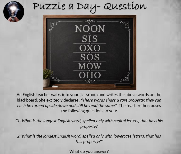 PuzzleADayBlog's tweet photo. Puzzle: Ambigram Words

#puzzle #puzzles #puzzleaday https://t.co/JPDvbtbAMp