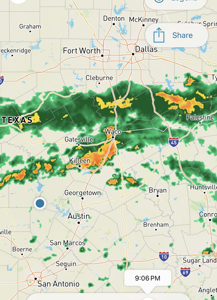 VoiceforTexas's tweet photo. With the sun setting thunderstorms are building in central Texas.  Batten down the hatches. https://t.co/6ffyrL4oVA