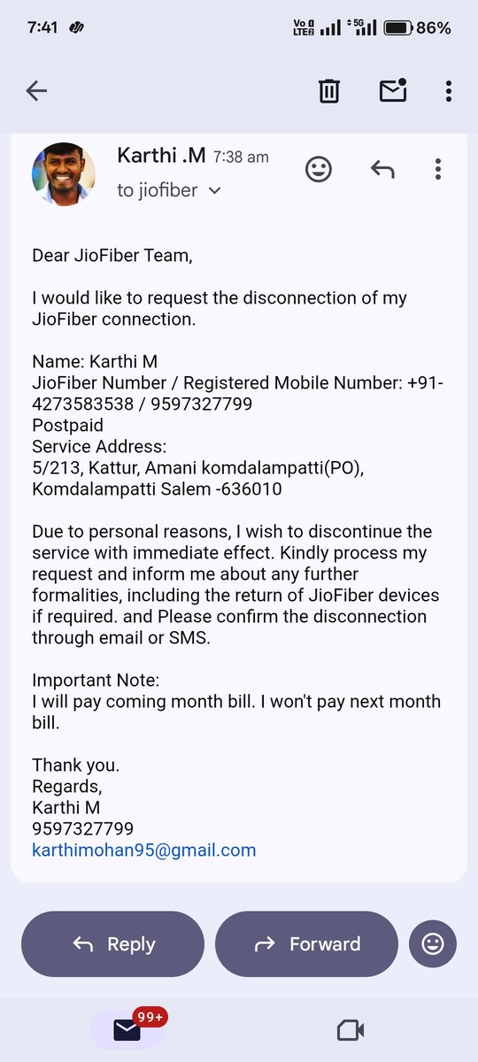 karthimohan95's tweet photo. @jio_fiber kindly check and update my jio fiber internet dis connection process!!. I will pay this coming month bill and I won't pay after the month's payment. Reasons close my shop that the reason will Mail you!!.keep updating me. Thank you https://t.co/KaNm7uM5qB