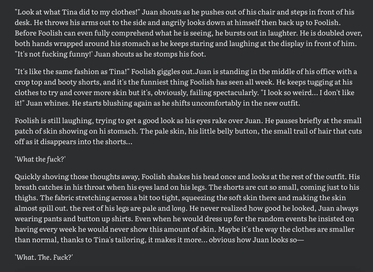 leafboy02_'s tweet photo. We have begun chat 😛

(note this is a rough draft, some stuff might get changed around or worded differently when i upload this to ao3 lmao) 

also whoever found out q!juan has a tramp stamp i owe you my life https://t.co/jjkHhMTAnN