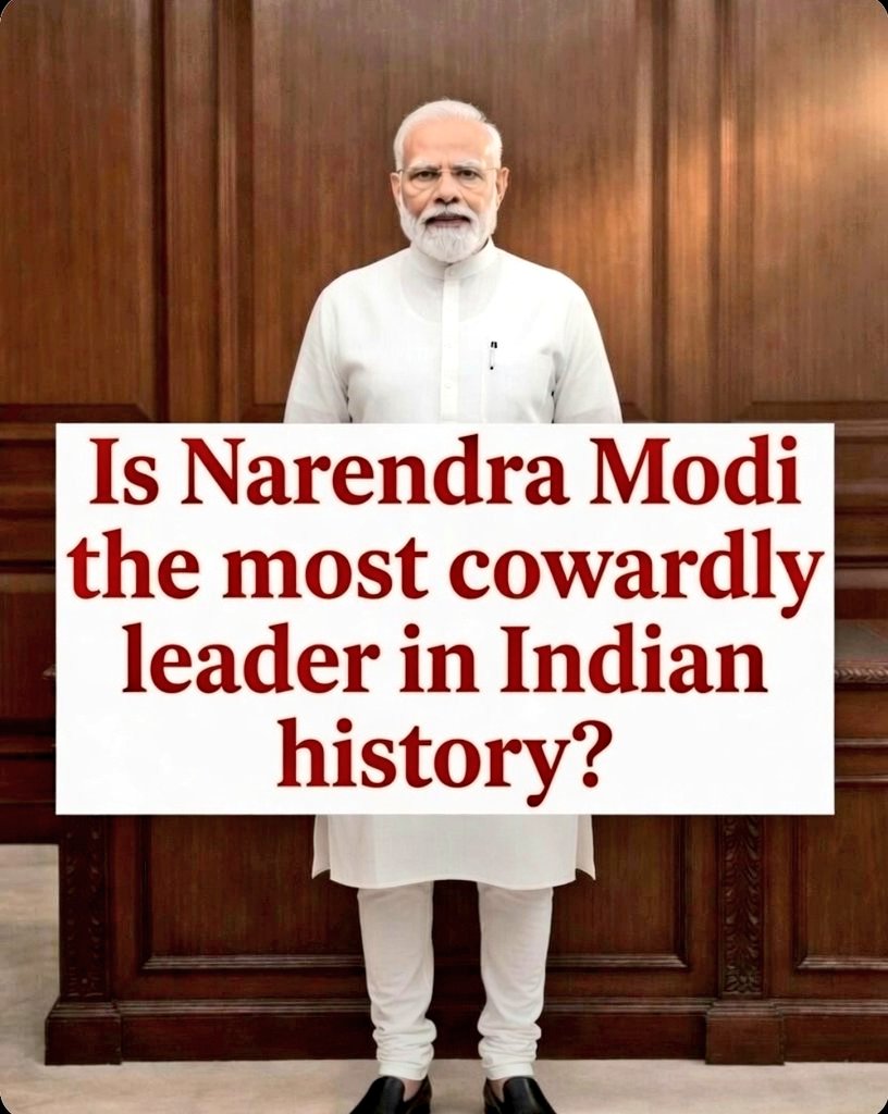 CJP_for_India's tweet photo. Is PM Modi is the most cowardly Prime Minister in India's history?

Yes ✅ 
No ❌ 

Comment your opinion.
@CJP_for_India https://t.co/ri7VI4j4cb