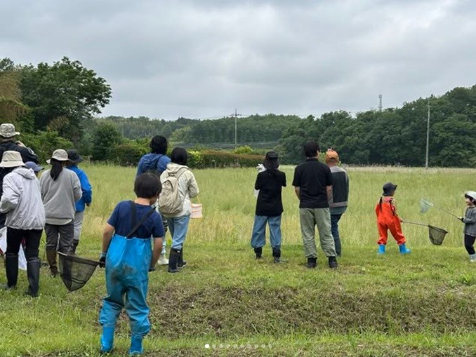 heritage_resort's tweet photo. 🌿先日、ホテルヘリテイジの里山で「ささき隊長とビオトープづくり体験」第1回を開催！

草刈りや水路整備を行いながら、生き物が暮らしやすい環境づくりに挑戦しました。今回は珍しい昆虫「キバネツノトンボ」も発見✨

これから育っていく生態系が楽しみです！ https://t.co/xKNhWk9zWi