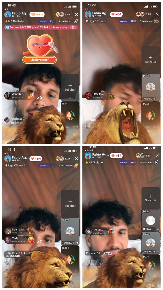 LauraLovek97's tweet photo. Lluvia de Leones. Incontables galaxias. Miles de regalos de todos sus fans durante todo el en vivo, (que no fue poco) 
8.6M de likes y más de 77mil espectadores durante casi toda la transmisión. 
Definan KING 👑🙌🏼 👏🏼👏🏼👏🏼
#LCDLF6 #FabioAgostini https://t.co/bNelKtQtNR