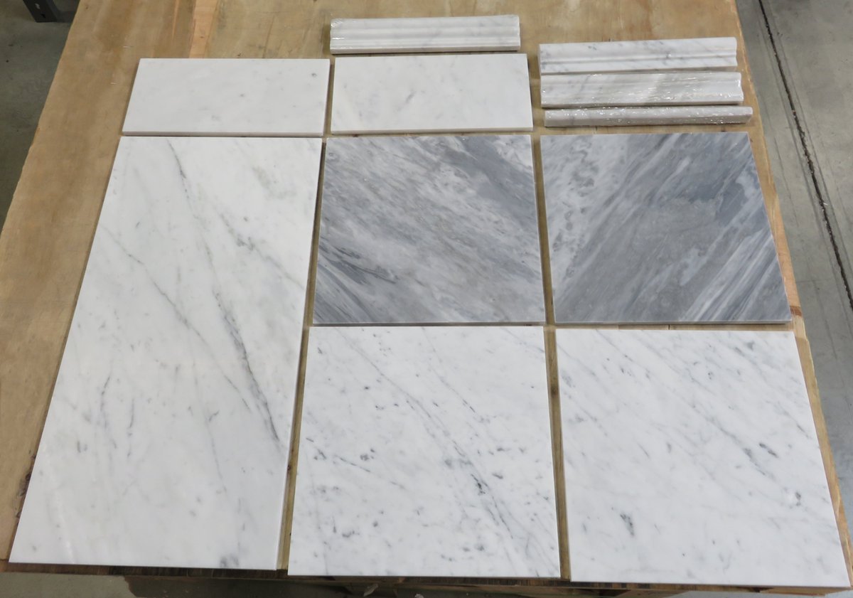 StoneCenterOL's tweet photo. SKU: C14H, Carrara White Marble 2-1/2x12 Chair Rail Molding
Don't forget the trim! 🛠️ Added this honed Carrara chair rail molding to finish a French Country half-wall. It caps the marble tile beautifully above the mosaic floor. Perfect clean edge for any bathroom or kitchen wall https://t.co/4IF0YvTP1f