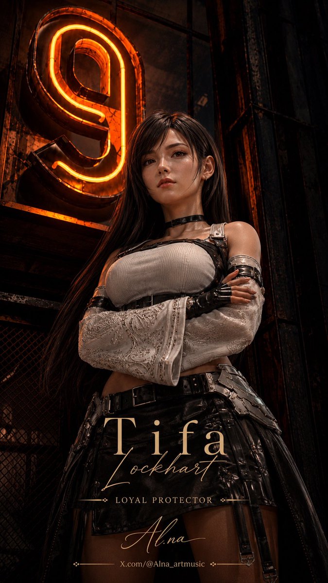 AIna_artmusic's tweet photo. I can’t believe how well this Stellar Blade-style in-game footage works with Tifa’s BlackMage outfit. 🔥

The neon numbers.
The wet floor reflections.
The dark industrial mood.
The whole “Tifa dropped into another universe and still owns it” energy.

This outfit fits way better than I expected.

Be honest… does BlackMage Tifa belong in Stellar Blade too?

#Tifa #FF7 #StellarBlade #AIart #fanart #AIna