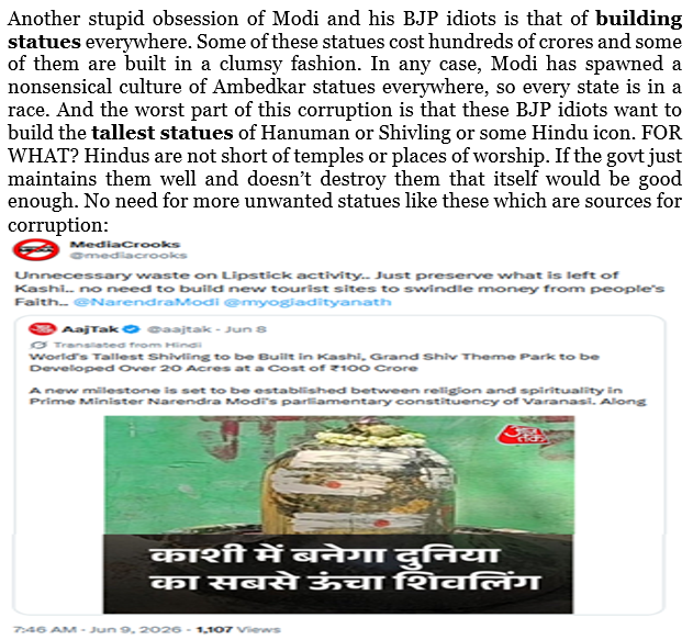 mediacrooks's tweet photo. Silent Poison Killing India - Ever since Modi came in.. every politician is obsessed with stupid statues.. esp of Ambedkar... A few would be okay.. But this obsessive nonsense of tallest, worthless statues is one of the most horrible waste of YOUR MONEY.. https://t.co/DhBhGm8uIH https://t.co/o4hnJpaGnt