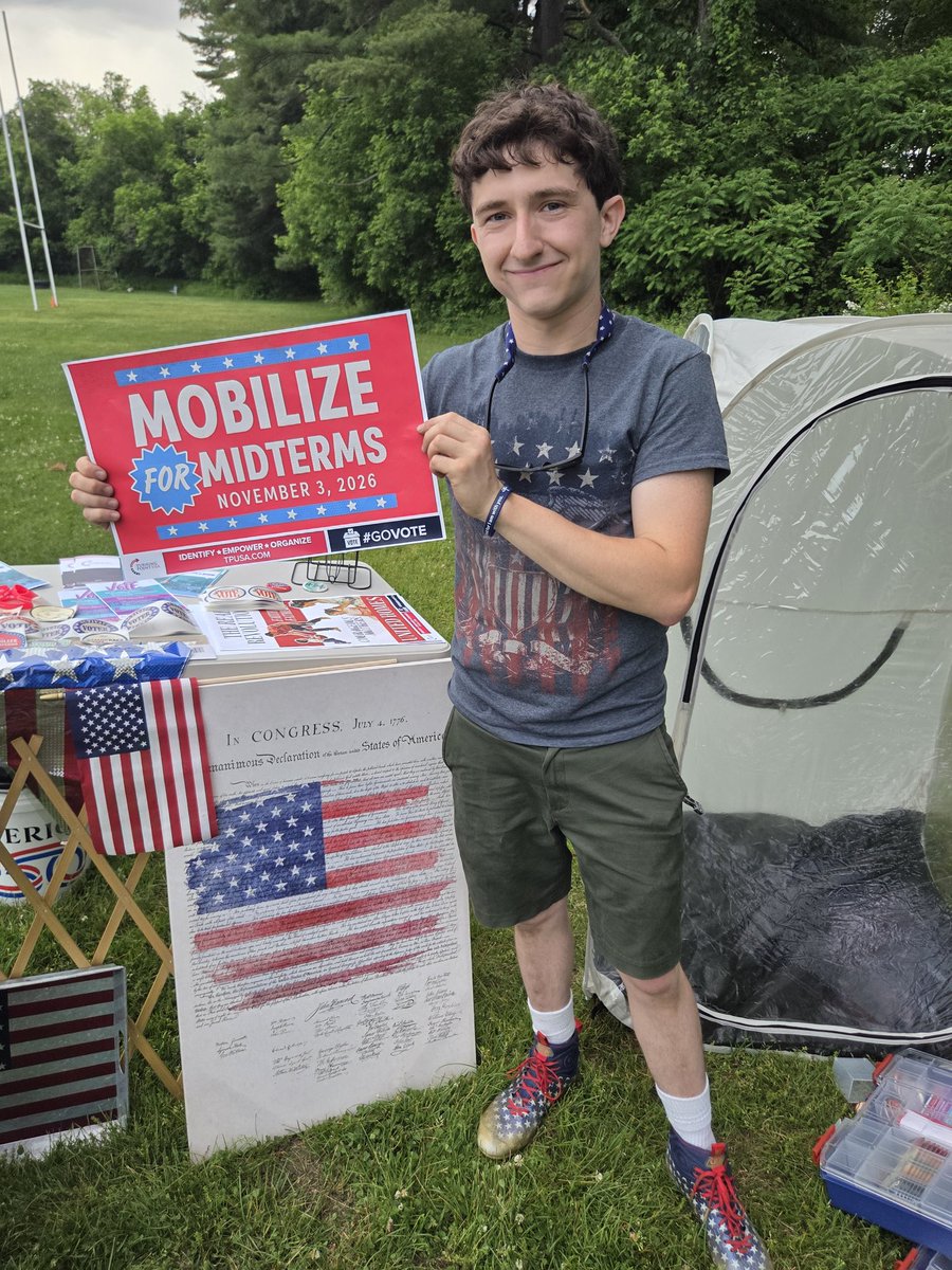 TPUpperValley's tweet photo. There's no day like Flag Day to practice tabling for our upcoming summer festivities! 🦅🇺🇲  #FlyTheFlag

What do you think the key to the American future is?  Tell us your thoughts in the comments - In this country, you never know where your ideas will take you. 😎 https://t.co/U9uu9bbLwo