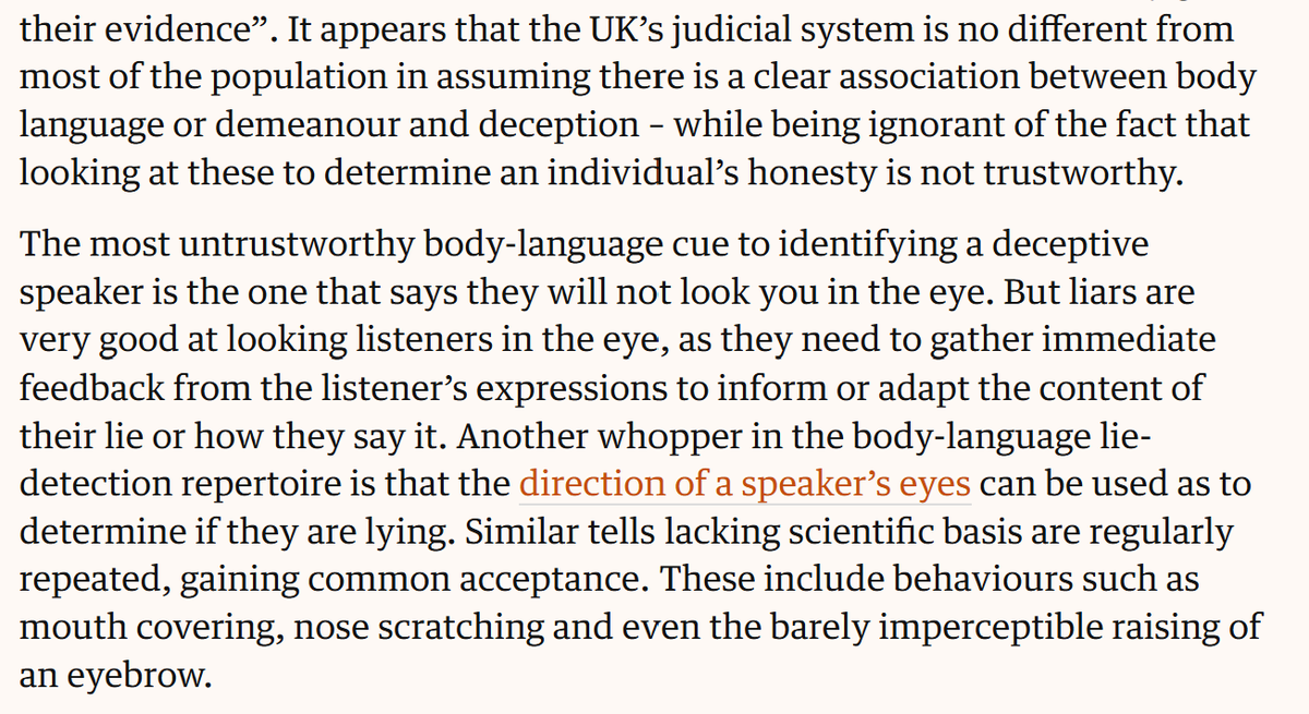 TonyDowson5's tweet photo. Good point here on false assumptions re body language influencing perception of witnesses: https://t.co/RUBumSWaXD