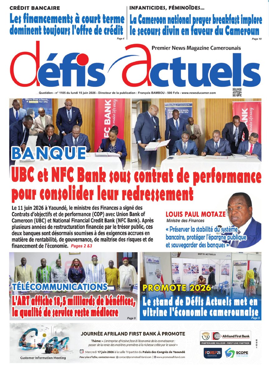 ekiosque's tweet photo. A la Une des journaux et magazines préférés de ce Lundi le 15/06/ 2026, accédez à l'intégralité via le lien https://t.co/oU76lsYbor, disponible sur Smartphone, tablette et PC. Abonnez-vous et profitez de l’information fiable partout à partir de 200f CFA. Lisez différemment sur ekiosque