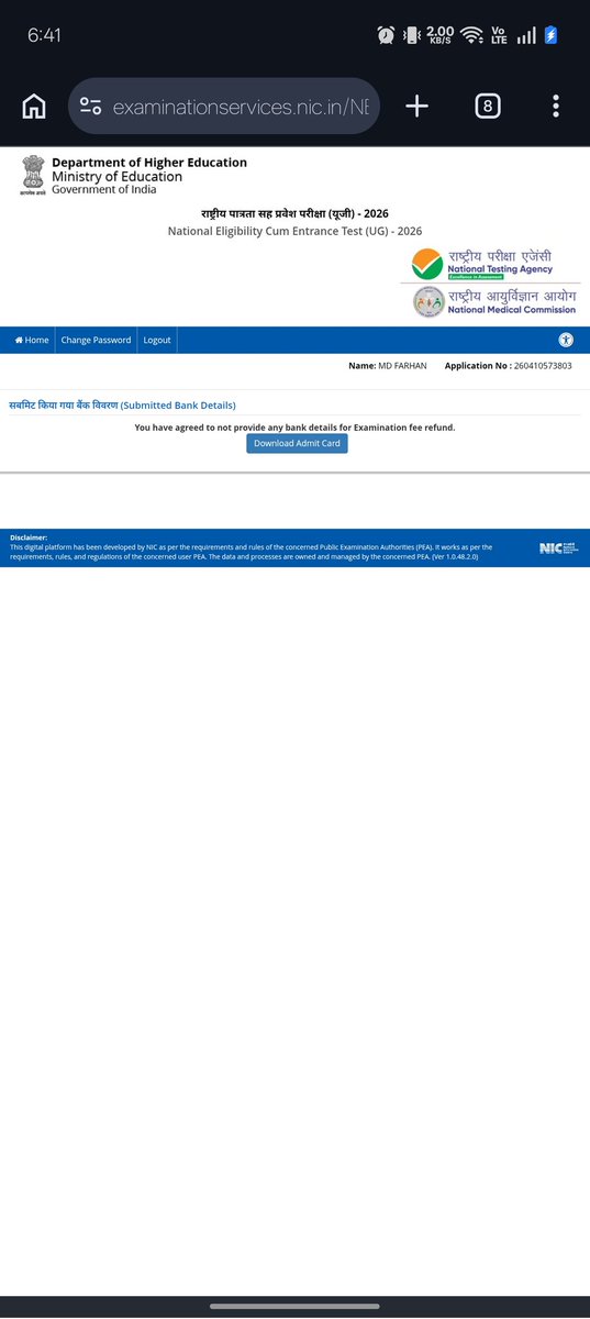 _frhnn_0's tweet photo. @NTA_Exams @PMOIndia @dpradhanbjp @EduMinOfIndia @narendramodi 

This error is faced by many students either you should have to clearly state that you don't want to submit the details else other option of skipping but you embedded all in one and why you are not responding? https://t.co/6rTGUu6j1m
