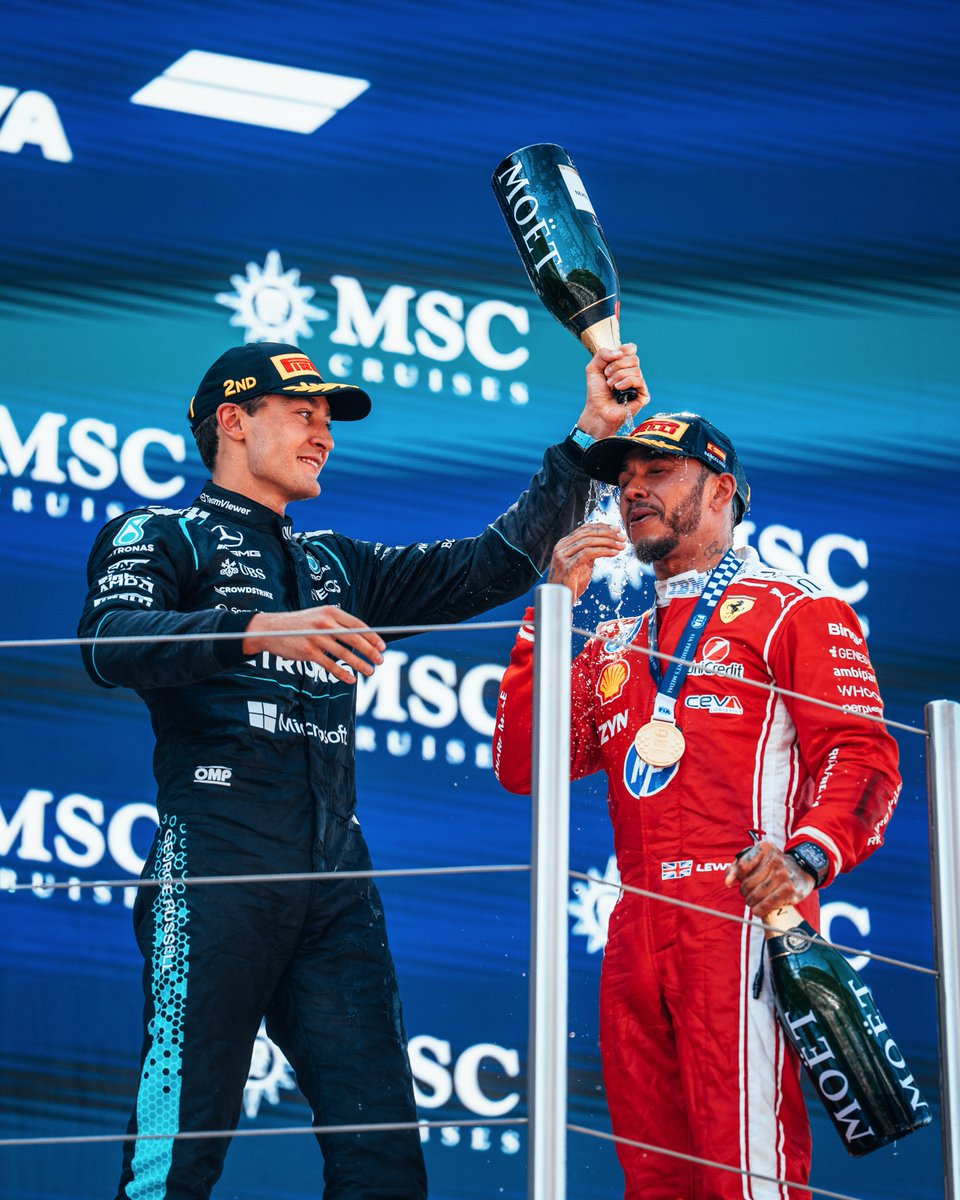 MercedesAMGF1's tweet photo. P2 in Mercedes race #100 for George 🩵 https://t.co/NCFwH1OL6h