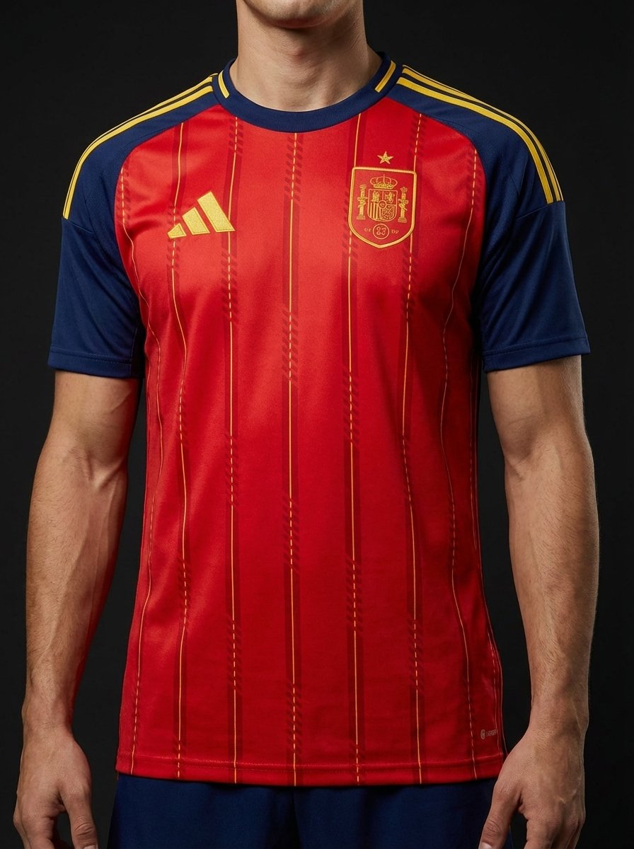 trad_west_'s tweet photo. Spain's team jersey honours their Catholic history. 

The Spanish coat of arms features:

>The Castle of Castile and the Lion of León, representing the primary Christian kingdoms that drove the Reconquista 
>The Pomegranate symbolizing the Catholic Monarchs' capture of Granada in 1492 
>The Pillars of Hercules flanked by the motto "Plus Ultra" (Further Beyond), honoring the empire's mission to bring the faith to the New World

Spain is a Catholic Nation 🇪🇸