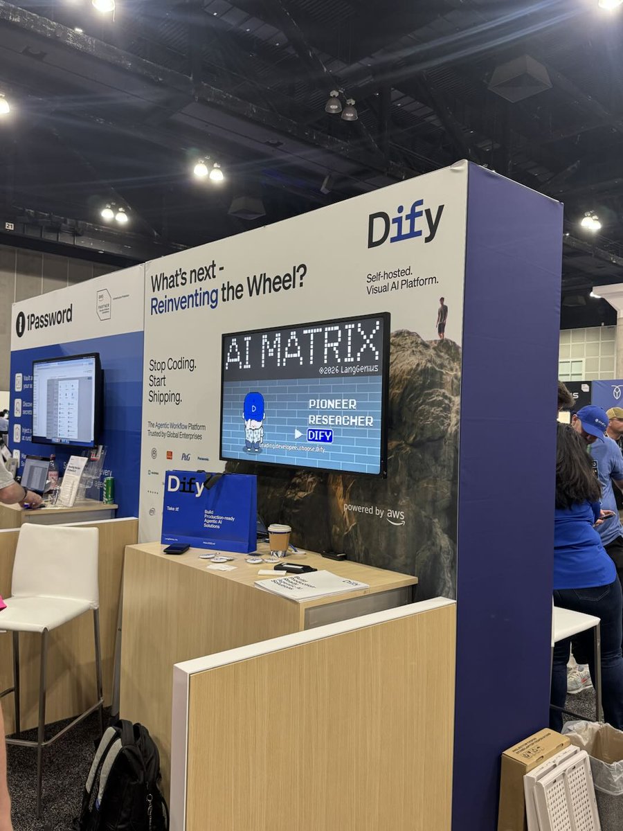 dify_ai's tweet photo. That's a wrap on AWS Summit LA 🎉

Great conversations all around. We got to meet teams building with AI across industries, run live demos, and hear firsthand how people are thinking about putting AI agents into production.

Thanks to everyone who stopped by, and to the @awscloud team for putting on a great event.

It was great meeting everyone at the summit. See you at the next one!
