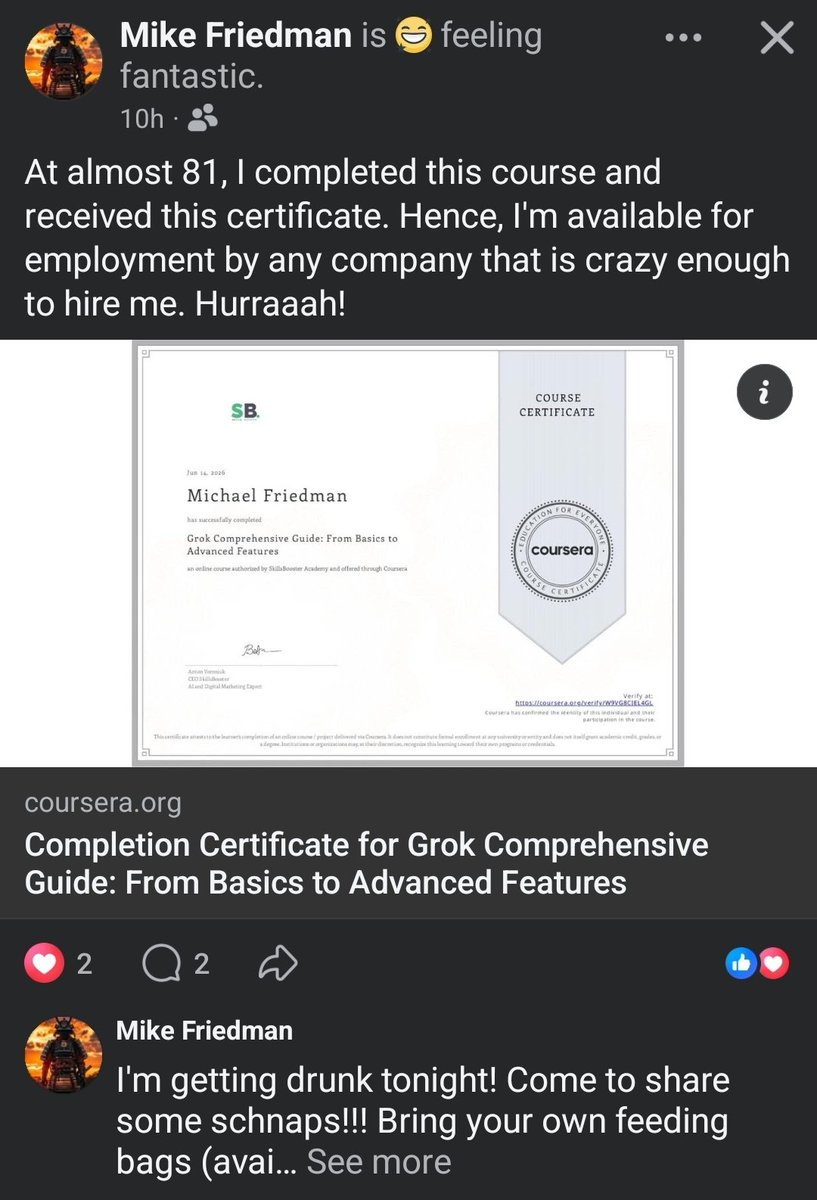 DanielTetsuyama's tweet photo. My 80yr old dad just got his Grok certification. https://t.co/CKT6kJhO4D