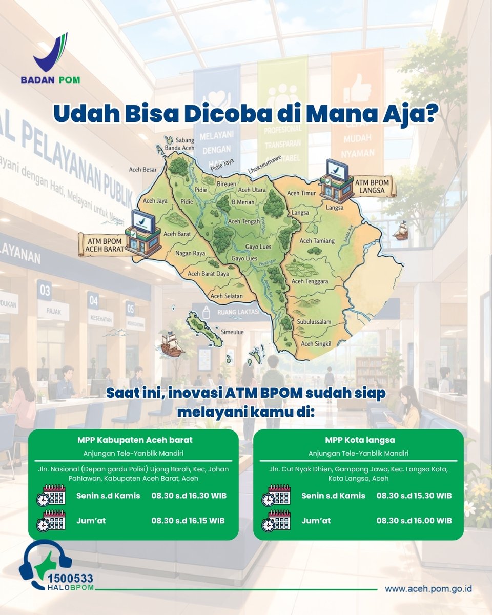 bpomaceh's tweet photo. JARAK BUKAN HALANGAN! 
Karena akses informasi dan konsultasi yang berkualitas harus bisa dirasakan oleh semua masyarakat Aceh, di mana pun berada. 
#BPOMAceh #BPOMRI #ATMBPOM #PelayananBPOM https://t.co/A0k6KElXdX