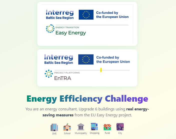 InterregBSR's tweet photo. I wasn't expecting to spend my day clicking my way to better energy efficiency, but here we are.

The Easy Energy Challenge lets you upgrade buildings, collect energy credits &amp; see how different choices affect energy consumption, all through a online game.
https://t.co/fQzoNLgxWr https://t.co/g6CSE20A7I