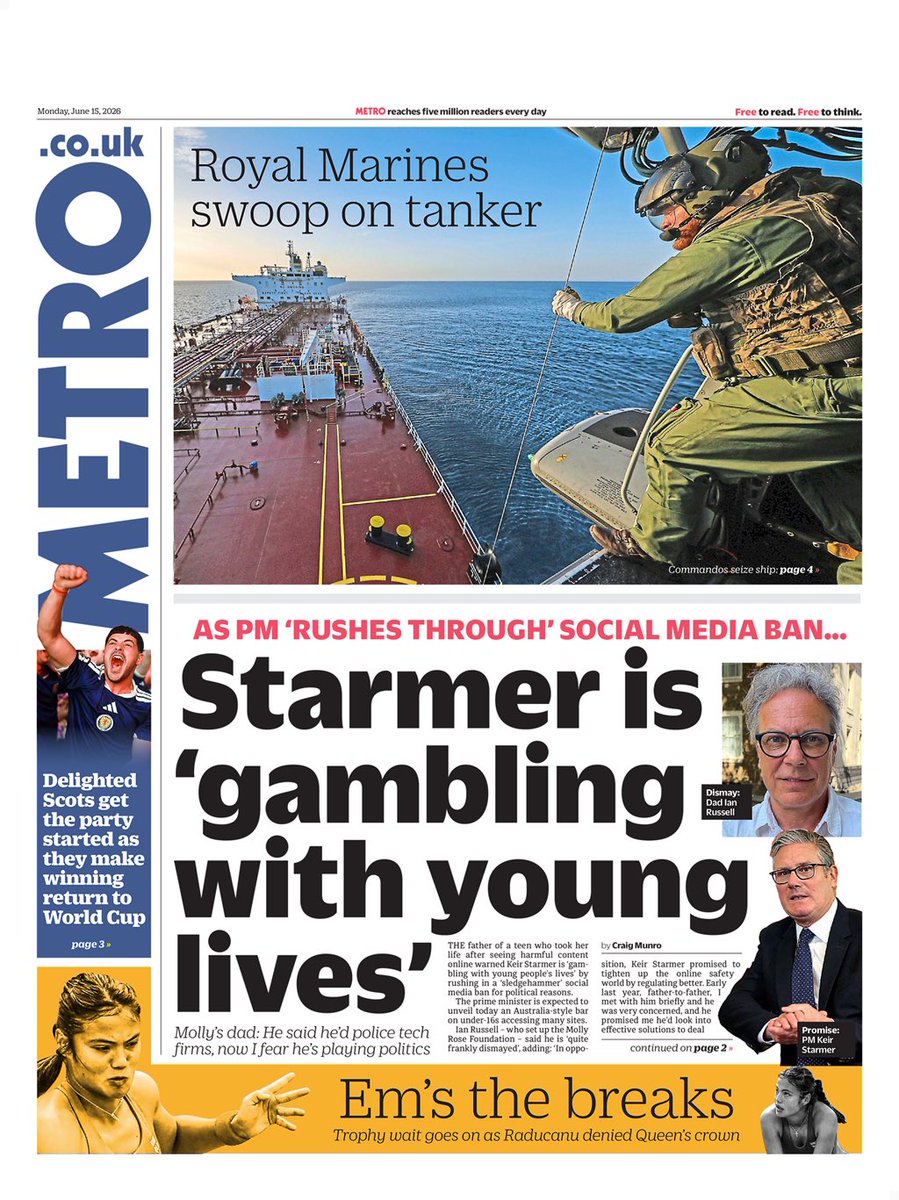 alanvibe's tweet photo. Starmer’s Social Media ban is authroriaran draconian and wrong 

“Keir Starmer is gambling with young people's lives,…
rushing in a 'sledgehammer' re social media ban for 
political reasons.”
Molly Russell’s father 

Say No Togerher 

I’ll be talking @Iromg 755am re this

Say No Together