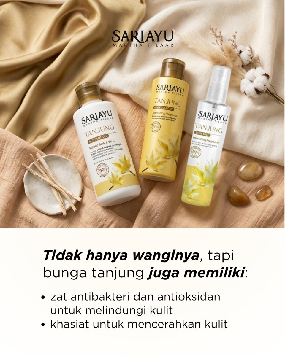 Sariayu_MT's tweet photo. Ngga cuma wanginya yang enak, tanjung juga punya aroma yang menenangkan. Tau nggak sih kalau tanjung juga punya sifat antibakterial loh!
#Sariayu #SariayuTanjung #TanjungBodyMist #BodyMist #CleanBeauty https://t.co/GZZgQbDvhB