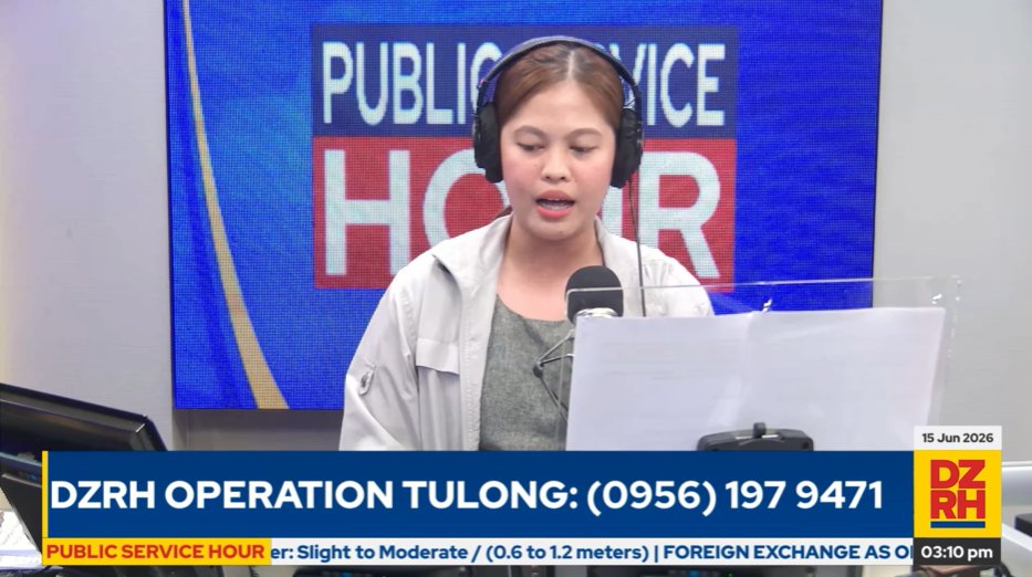dzrhnews's tweet photo. #DZRHPublicServiceHour na!
Samahan si Weena Pearl Jesoro sa #PublicServiceHour para sa walang patid na pagbibigay ng serbisyong publiko!
WATCH: https://t.co/QLLCe52wlx https://t.co/DEnzL4oA0Y