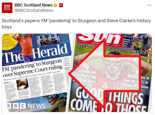 msm_monitor's tweet photo. BBC BritNat can't wait for Scotland's World Cup journey to end so it can get back to its day job of bashing the SNP. https://t.co/KDvmzlJaqw