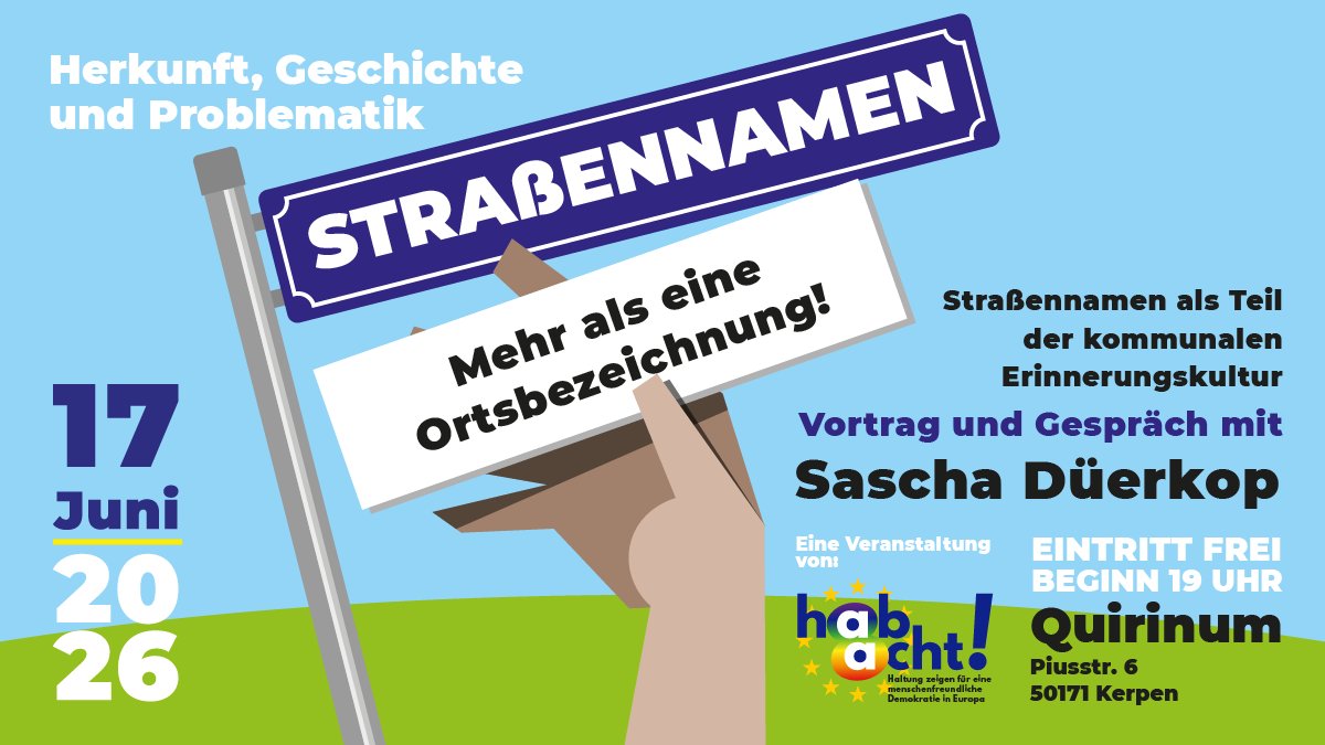 hab8cht's tweet photo. Mehr als eine Ortsbezeichnung! Herkunft, Geschichte &amp; Problematik.
17.Juni um 19:00 Uhr, Quirinum #Kerpen. Eintritt frei https://t.co/92PPmGVuWO