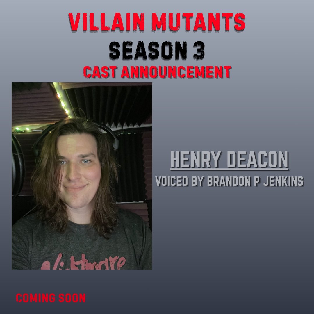 VillainMutants's tweet photo. 📣 CAST ANNOUNCEMENT FOR SEASON 3

Henry: @bpjenkin123088 
Joan: @lornacrites 
Octavius: @HarveyQVoice 
Elara: Lexi Langtry https://t.co/L1C3QBmHVd