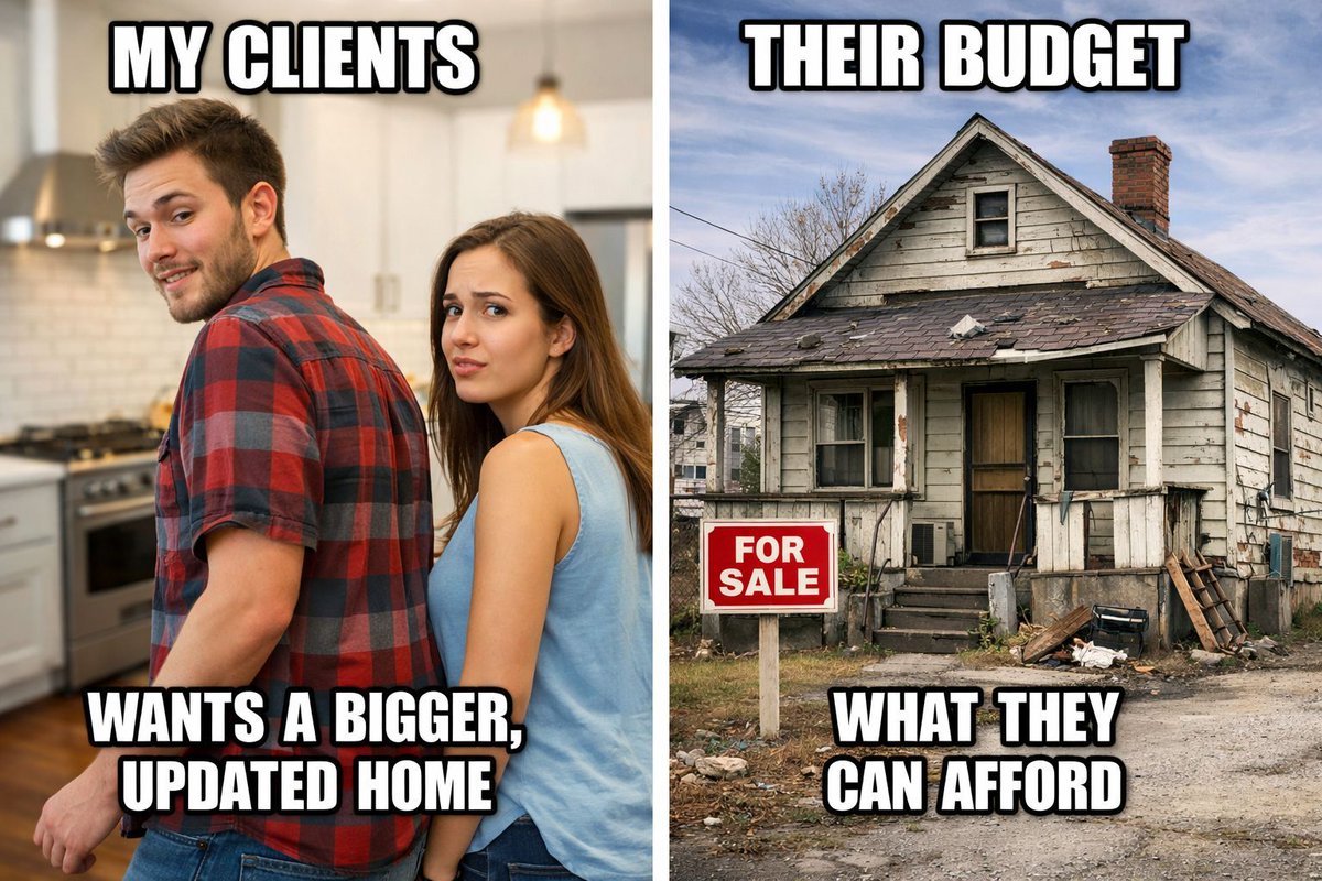 EvergreenRob's tweet photo. Sometimes our clients cant afford their dream home, but Katie and I will work REALLY hard to find you best possible home for your budget.  Reach out if you're thinking about buying this summer! #MondayMeme #ItPaysToWorkWithHayes https://t.co/nAwgc0nh3j