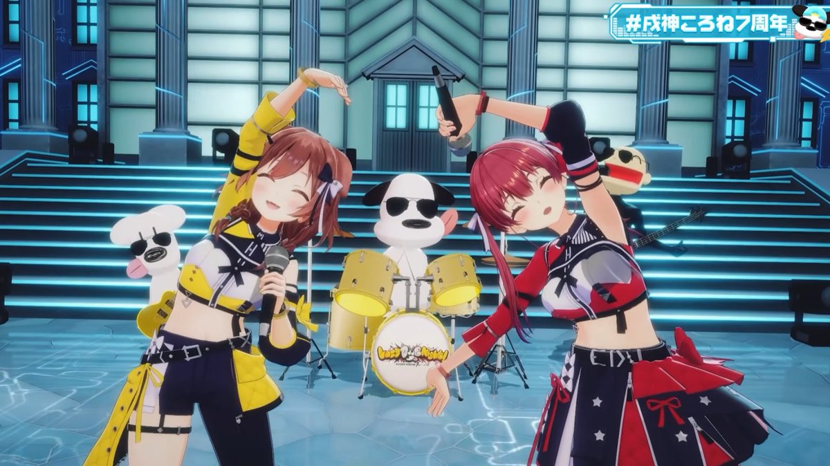 dn2oa2's tweet photo. マリン船長とのMC，入りからﾀｲﾐﾝｸﾞぐだって笑ってるのがまたかわいいｗ
選曲理由やっぱり意識してて草ｗ
ﾌﾘから明らかにﾊﾌﾞられｲｼﾞりされるころねすきーに誘惑する船長，はがすころさん
ほんと楽しかったですｗｗ
#戌神ころね7周年 https://t.co/JdDwOjWc0j