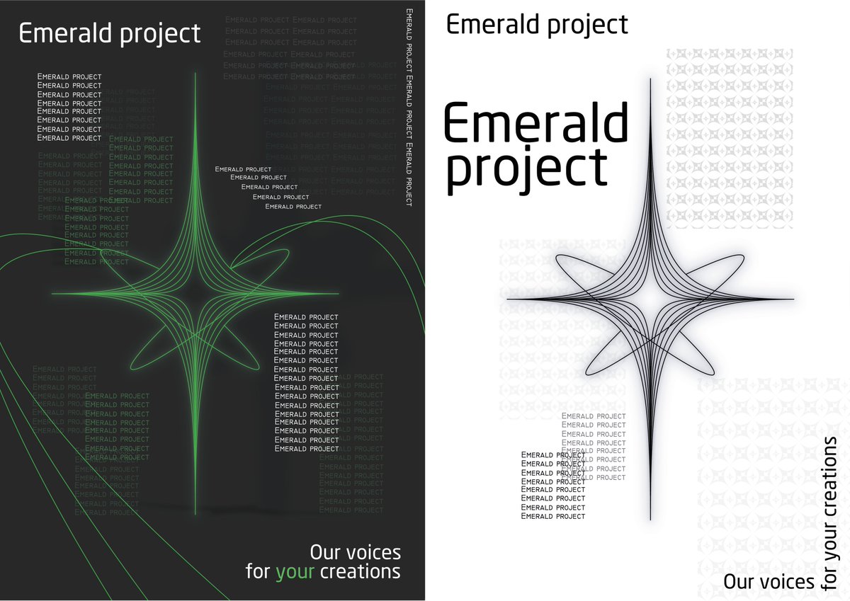 SouRR001's tweet photo. Had a university assignment to create a brand identity, so I designed a few things for @EmeraldPjUtau . It would be nice to actually use it, maybe I'll just change the logo later #utau #EmeraldProjectutau https://t.co/4pTI7A1CXx