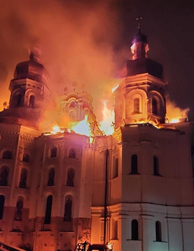 Resurgamhub's tweet photo. Just as humanity united to restore one of Christianity’s greatest monuments, Notre-Dame de Paris, the civilized world must now unite to hold the Kremlin’s terrorists accountable for an act of cultural vandalism against another magnificent Christian landmark — the Dormition Cathedral of the Kyiv Pechersk Lavra.

On the night of 15 June 2026, at approximately 1:48 a.m., during the attack, a Russian Shahed drone struck the Dormition Cathedral of the Kyiv Pechersk Lavra, causing a fire and damaging the historic shrine.

The Dormition Cathedral was built between 1073 and 1078 and is one of the oldest and most significant Christian sanctuaries in Eastern Europe. Together with the Kyiv Pechersk Lavra and Saint Sophia Cathedral in Kyiv, it has been part of the UNESCO World Heritage List since 1990.

Crimes against such monuments are crimes not only against Ukraine, but also against the world’s cultural and spiritual heritage.

#KyivPecherskaLavra #Ukraine #UNESCO #warCrimes #StandWithuUkraine