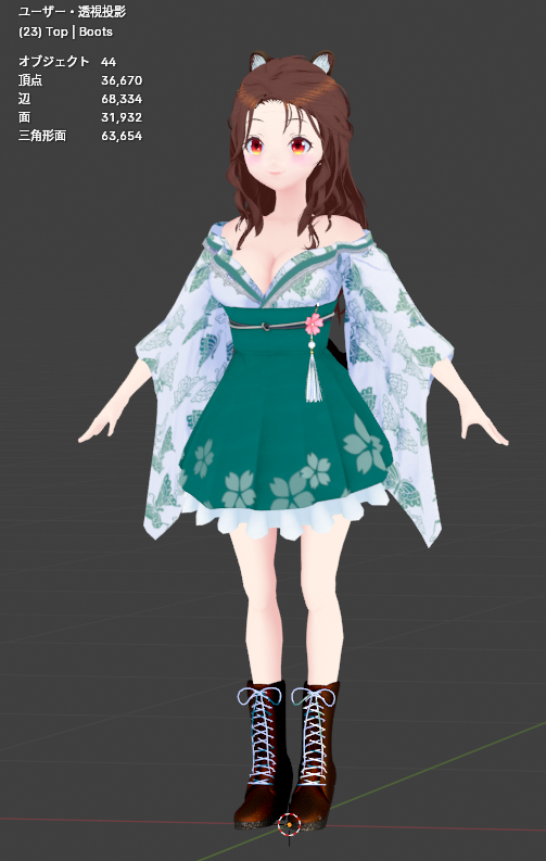 AkibaTanu's tweet photo. 現在、約64,000ポリゴン
古いかもだけど、VRchatのGoodが70,000ポリゴンらしいので、そこが一つの目安かな？

なにかもう少し追加したいカモ https://t.co/0FwzEq6V1r