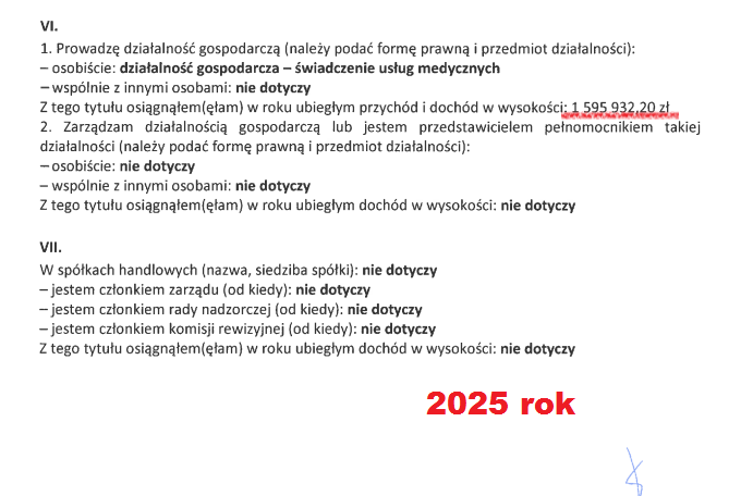 pikus_pol's tweet photo. Oświadczenia majątkowe Dawida Kacprzyka:
a/ za 2024 rok - z praktyki lekarskiej 85.990 zł 
b/ za 2025 rok - 1.595.932 zł.
Poniżej link do wszystkich jego oświadczeń majątkowych👇👇👇👇👇
https://t.co/JIlkX5NaRI https://t.co/XzJa0J6tKp