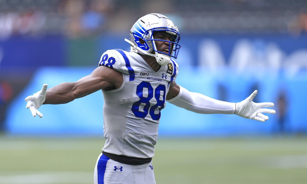 JamesLarsenPFN's tweet photo. News: The Denver #Broncos are signing #Battlehawks WR Hakeem Butler, per @MikeGarafolo.

First official #UFLtoNFL signing of the year. 

Hakeem earned #UFL Offensive POTY honors in 2026, after he averaged a ridiculous 22.1 YPR. https://t.co/k8ipGUNYSS