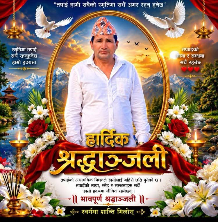 Gopalkami11's tweet photo. हार्दिक श्रध्दान्जली  
बझागं जिल्ला तलकोट गाउपालिका वडा पाच ने क पा एमाले तवकोट कार्यपालिका सदस्य रहेका अंकल असमायिक निधनले स्तब्द बनायो दिंगवत आत्म चिरशान्तिको कामना सहित हारेदिक श्रध्दान्जली 😭 https://t.co/NpNj8cdZlA