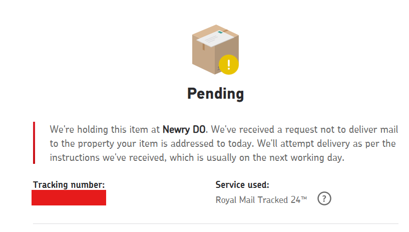 cracknell1984's tweet photo. @RoyalMail - Can't get an actual person on your phone line, all automated. I deferred this from Sat until today (Mon), does this mean it is coming today as I am waiting in for it! Very confusing indeed! https://t.co/z4ujjcxZ9u