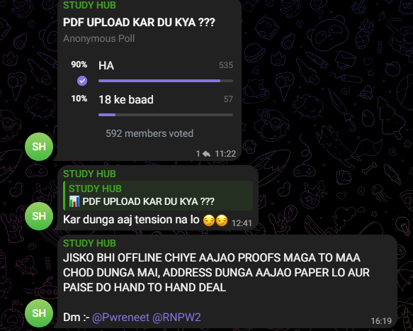 ar33bshola's tweet photo. @NTA_Exams @gravitension @Endless_Vo1d__ @AllRounder79401 What's happening man?? @Cyberdost Please take track the telegram owners and arrest! Report:https://t.co/56Q62MLy5O https://t.co/4Q76Lql6XL