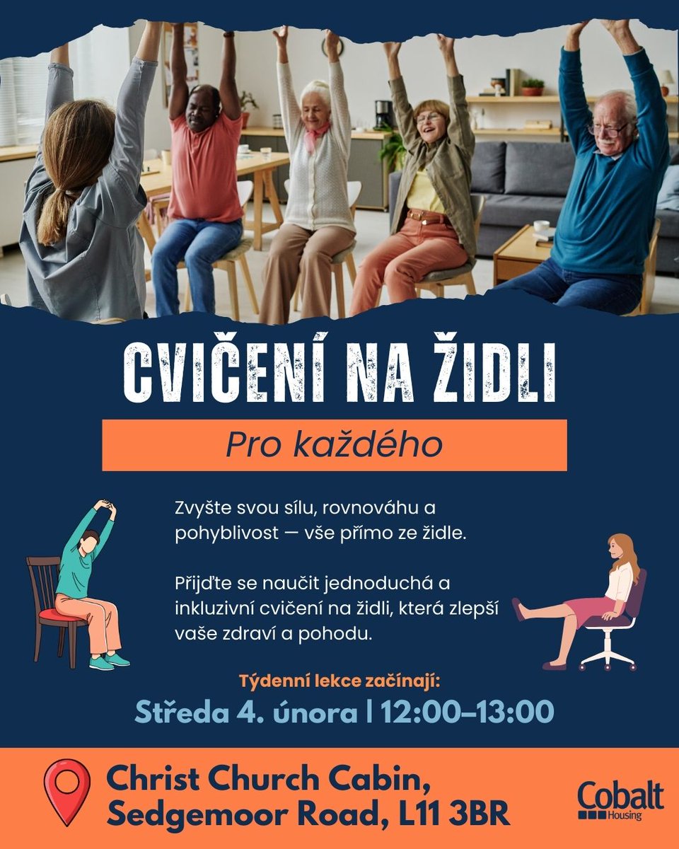 CobaltHousing's tweet photo. Stay active with our Armchair Exercises for All ๐
Boost strength, balance & mobility - all from your chair.
๐
Wednesdays, 12pmโ1pm
๐ Christ Church Cabin, Sedgemoor Road, L11 3BR
Friendly, inclusive & open to all - come along! ๐ช
#StayActive #Wellbeing #Community https://t.co/dFuQ9fZrAN